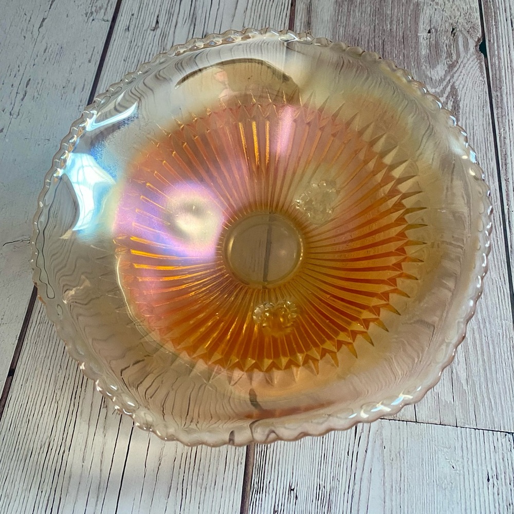 Vintage Fluted Marigold Carnival Glass Candy Dish - Picture 4 of 5